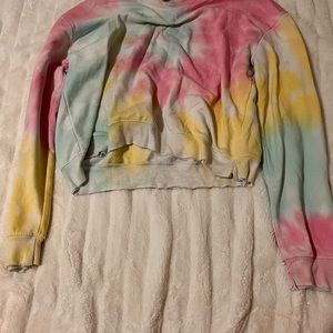 Tie die cropped crew neck